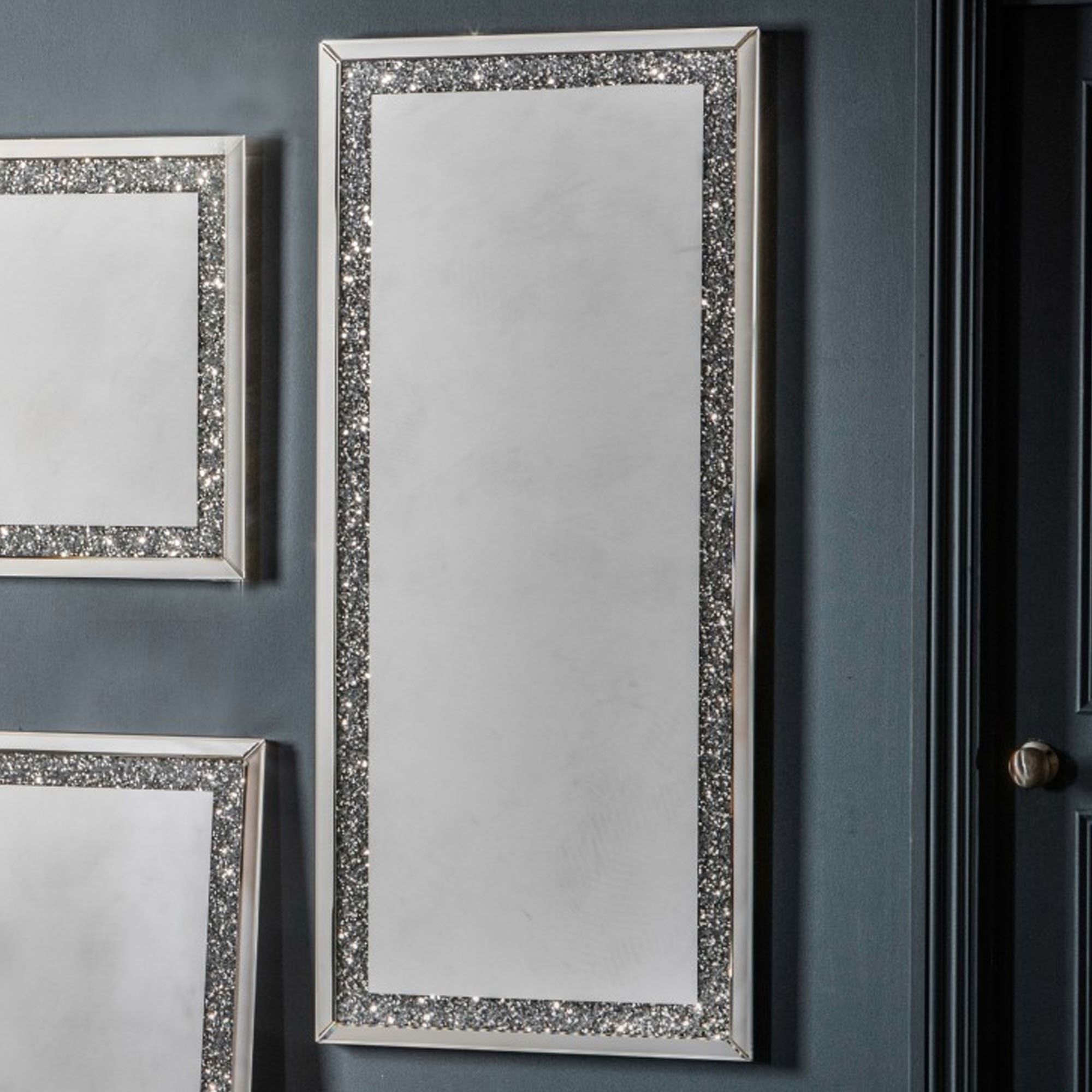 Westmoore Silver Mirror | Diamond Mirror | Crushed Glass Mirror Pertaining To Silver Metal Cut Edge Wall Mirrors (View 6 of 15)