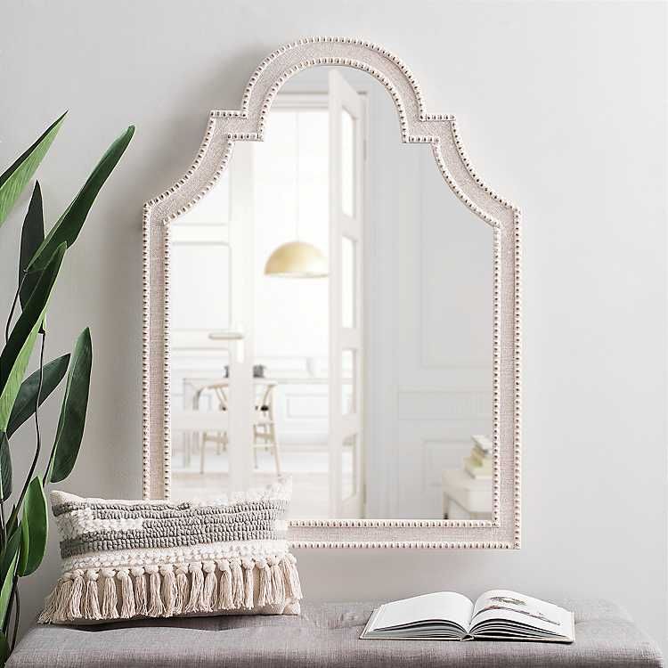 White Bead Wood Arch Wall Mirror | Kirklands | Mirrors For Sale, Wood Throughout White Wood Wall Mirrors (View 9 of 15)