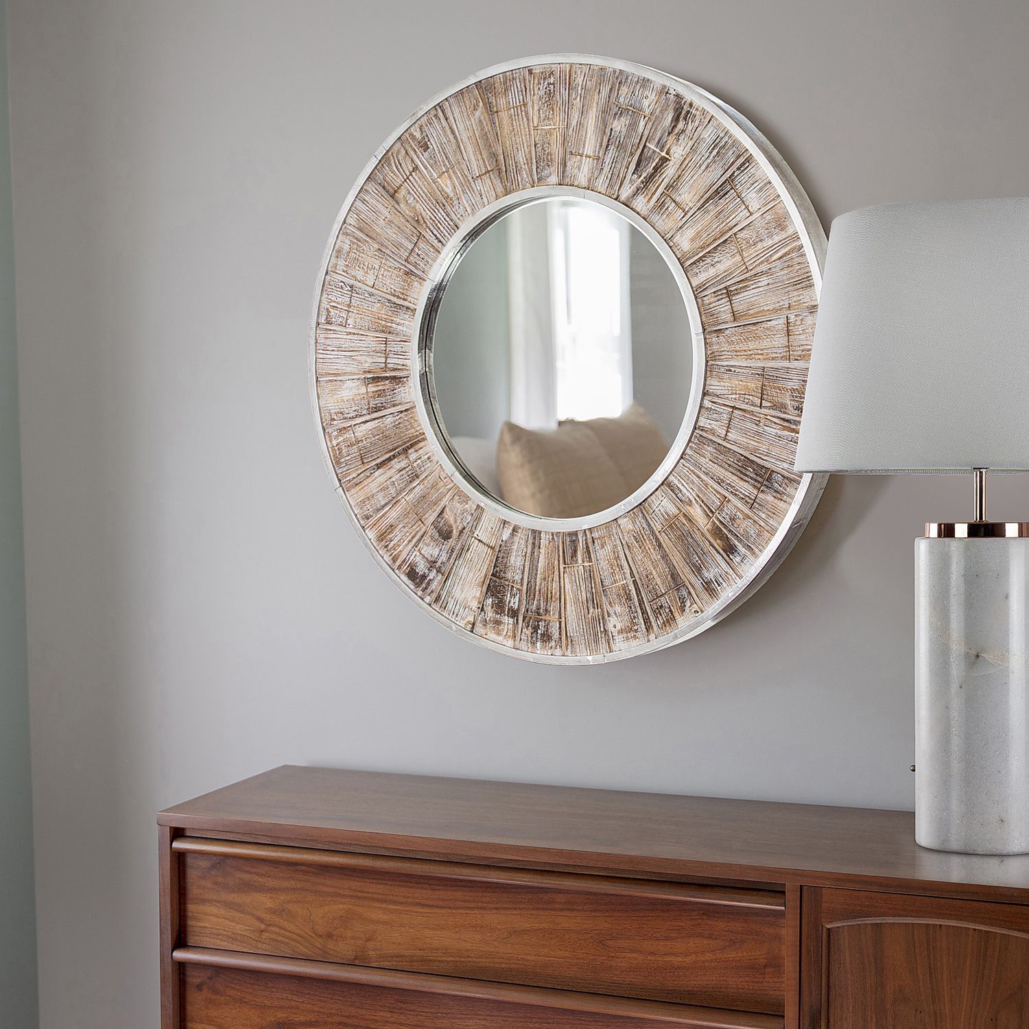 Whitewashed Wood Wall Mirror – Pier1 Pertaining To Gray Washed Wood Wall Mirrors (View 6 of 15)