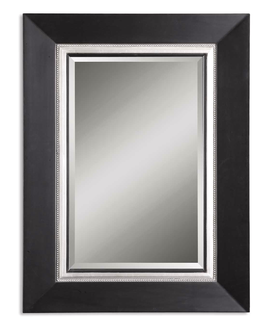 Whitmore Traditional Matte Large Black Silver Rectangular Mirror With With Regard To Matte Black Rectangular Wall Mirrors (View 3 of 15)