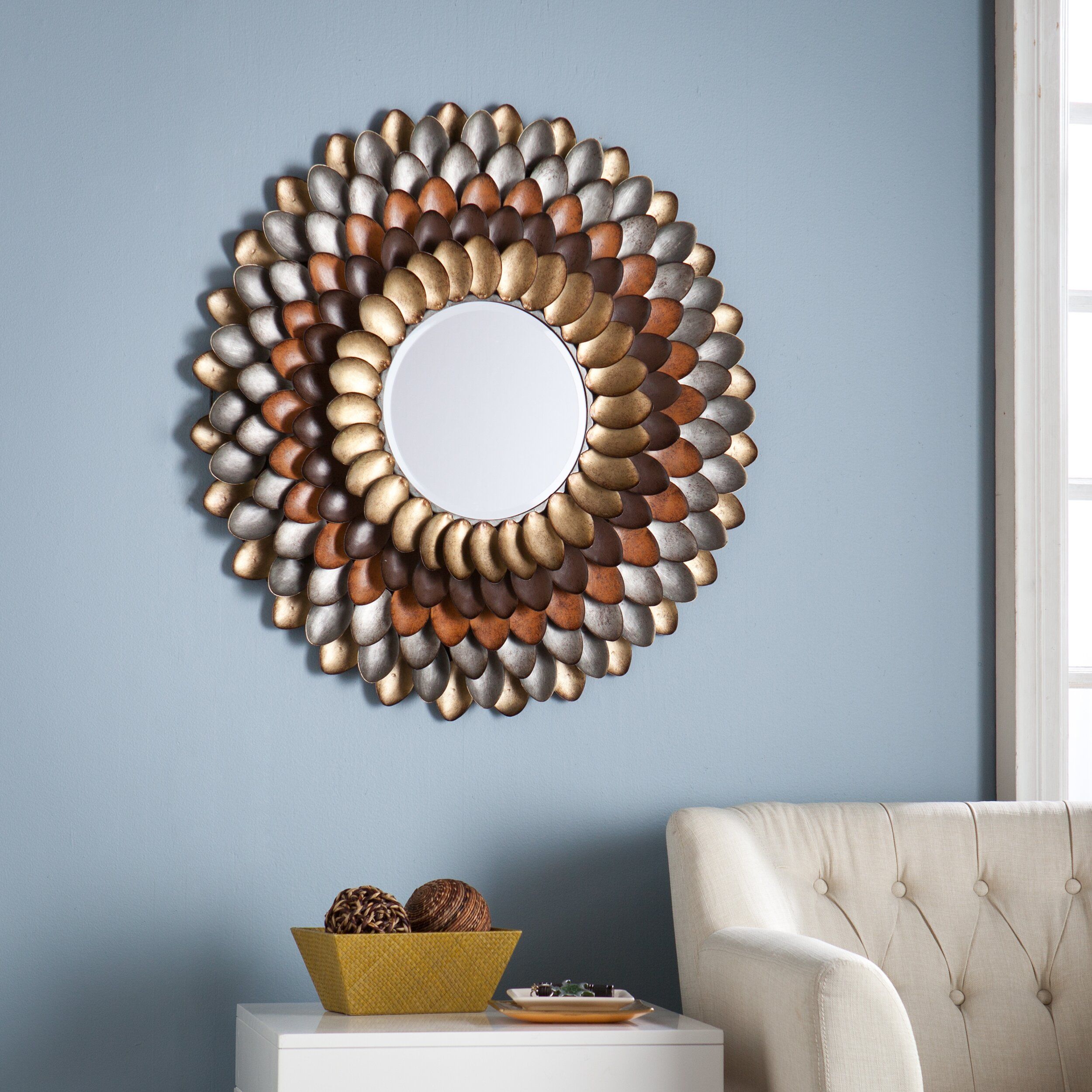 Wildon Home ® Abrams Decorative Round Wall Mirror & Reviews | Wayfair Inside Vertical Round Wall Mirrors (View 6 of 15)