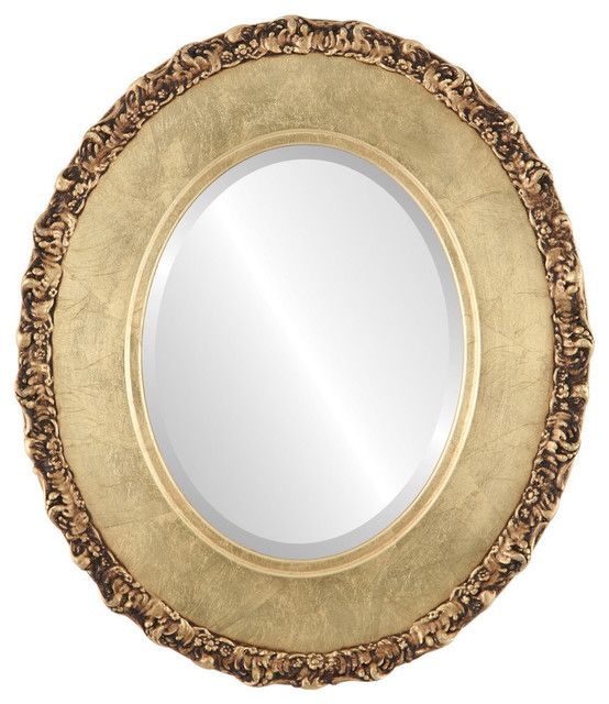 Williamsburg Framed Oval Mirror In Gold Leaf – Traditional – Wall With Gold Leaf And Black Wall Mirrors (View 10 of 15)