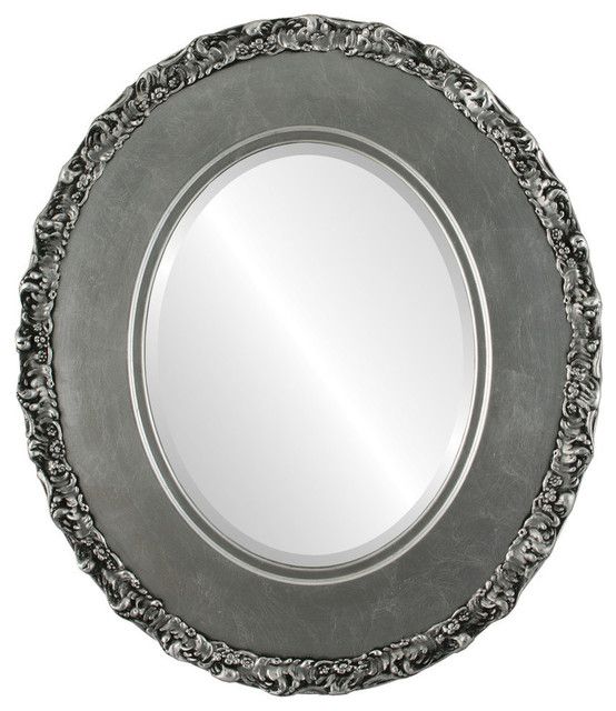 Williamsburg Framed Oval Mirror In Silver Leaf With Black Antique Inside Antique Silver Oval Wall Mirrors (View 4 of 15)