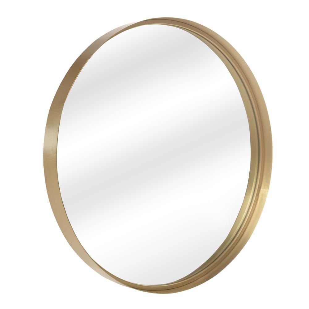 Winado 24" Metal Framed Round Wall Mirror Gold – Walmart – Walmart Inside Gold Black Rounded Edge Wall Mirrors (View 9 of 15)