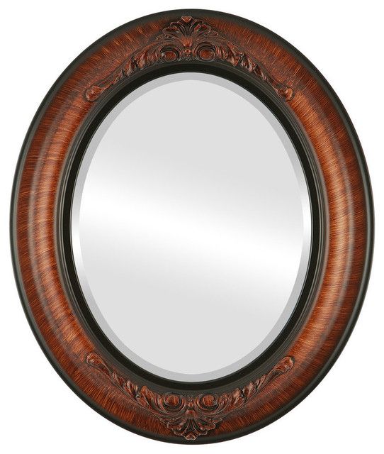 Winchester Framed Oval Mirror In Vintage Walnut – Traditional – Wall With Regard To Burnes Oval Traditional Wall Mirrors (View 13 of 15)