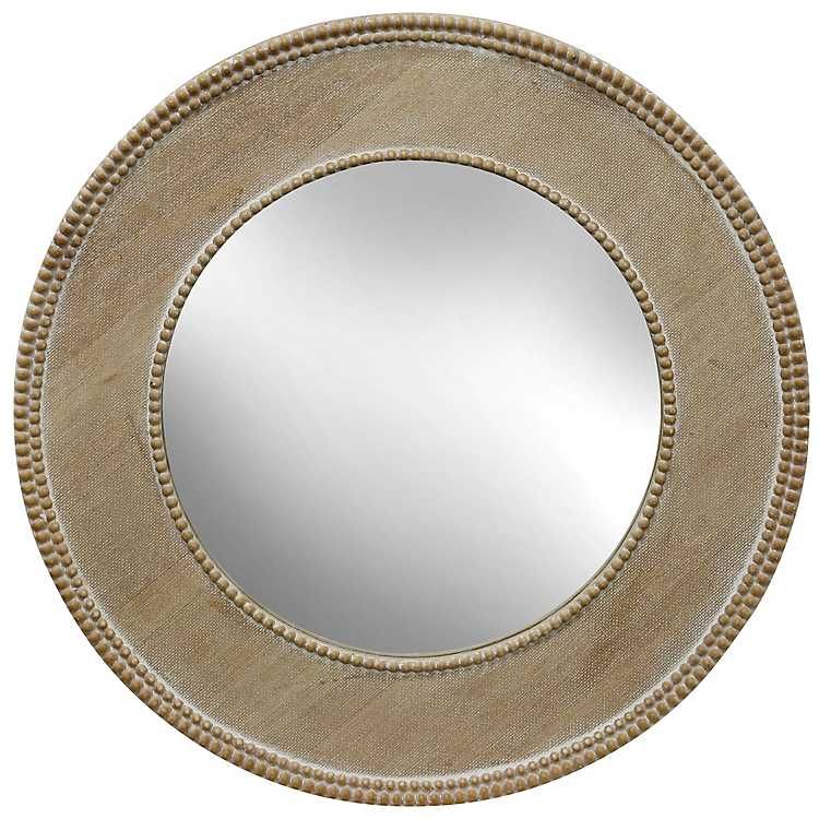 Wooden Round Beaded Mirror, 24 In (View 12 of 15)