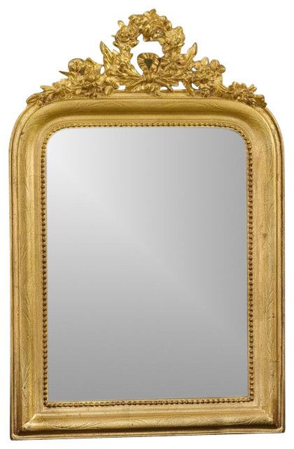 Wreath Mirror In Gold Leaf Finish – Contemporary – Wall Mirrors – In Gold Leaf Floor Mirrors (View 1 of 15)