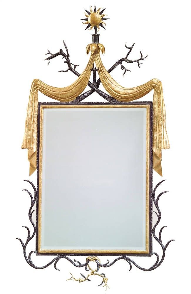 Wrought Iron And Gilt Wall Mirror, Wall Mirrors From Brights Of Nettlebed With Regard To Natural Iron Rectangular Wall Mirrors (View 6 of 15)