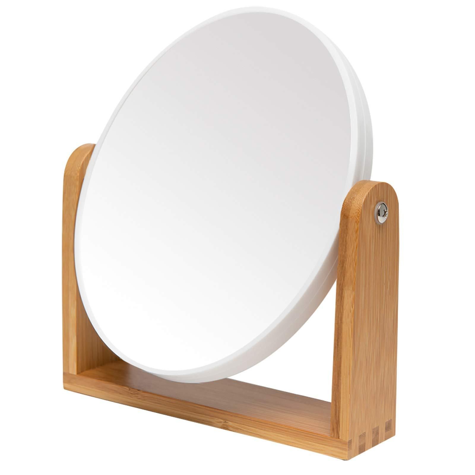 Yeake Vanity Makeup Mirror With Natural Bamboo Stand,8 Inch 1x/3x Inside Sunburst Standing Makeup Mirrors (View 6 of 15)