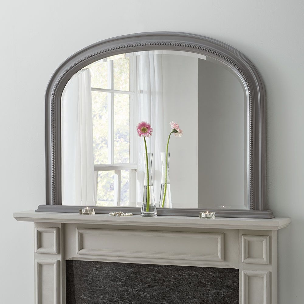 Yg315 Dark Grey Overmantle Wall Mirror With Subtle Beaded Designed With Gray Wall Mirrors (View 13 of 15)