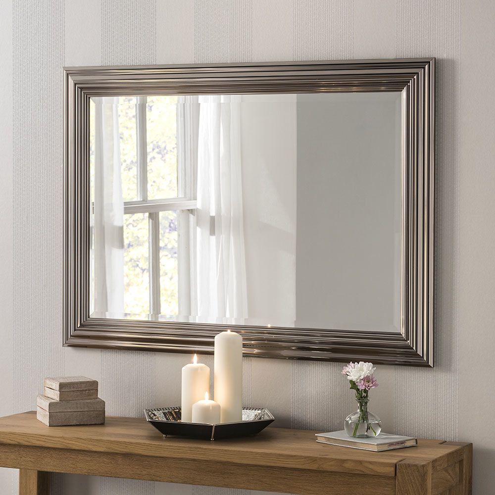 Yg701 Silver Rectangle Framed Mirror With A Modern Slick Design In The For Janie Rectangular Wall Mirrors (View 11 of 15)