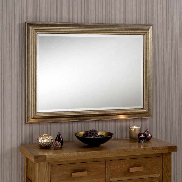 Yg778 Champagne Speckeled Rectangle Framed Mirror Modern Style Intended For Janie Rectangular Wall Mirrors (View 2 of 15)