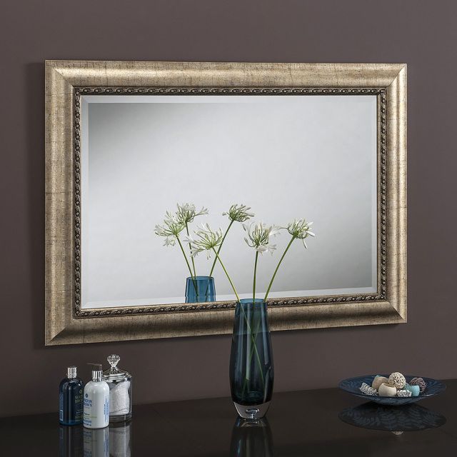 Yg817 Champagne Coloured Rectangular Framed Mirror Intended For Janie Rectangular Wall Mirrors (View 10 of 15)