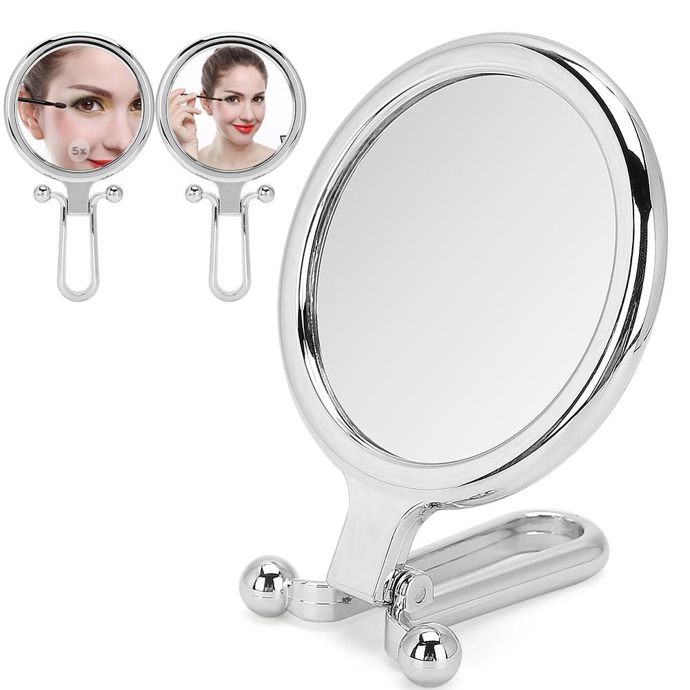 Ylshrf 5x Magnifying Folding Adjustable Cosmetic Mirror Double Sided Regarding Linen Fold Silver Wall Mirrors (View 13 of 15)