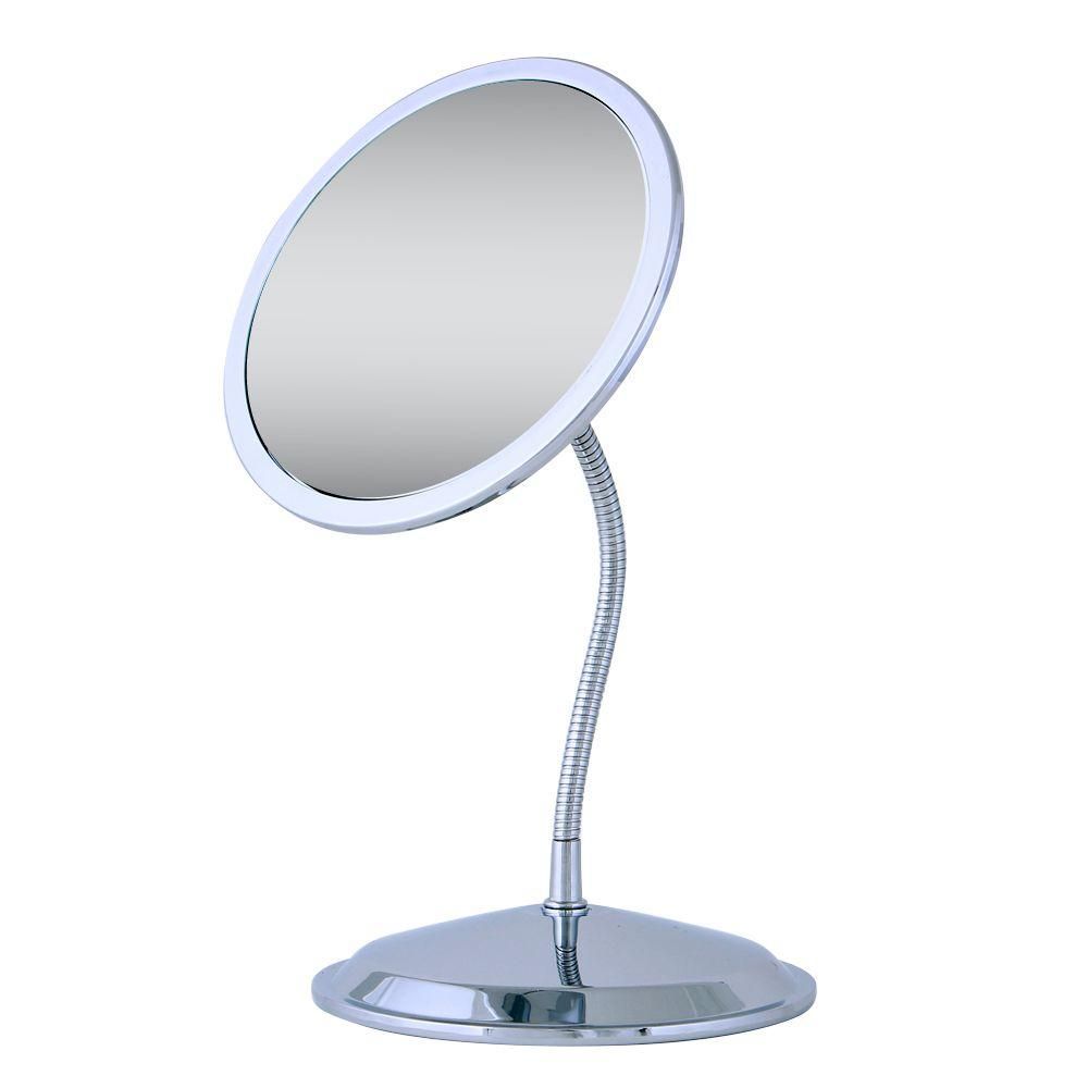 Zadro Double Vision Gooseneck Vanity Mirror In Chrome Fg50 – The Home Depot Throughout Single Sided Chrome Makeup Stand Mirrors (View 6 of 15)