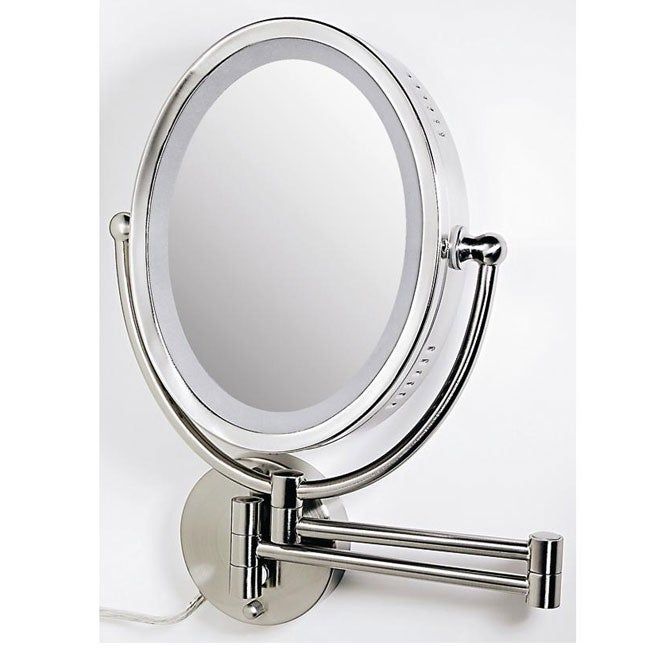 Zadro Ovlw68 Oval Two Sided 8x/1x Lighted Wall Mount Makeup Mirror Within Single Sided Chrome Makeup Stand Mirrors (View 10 of 15)