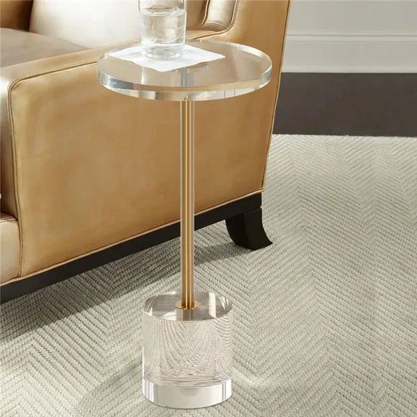 Acrylic Round Side Table Clear Stylish End Table Stainless Steel Homary For Stainless Steel And Acrylic Coffee Tables (View 11 of 15)