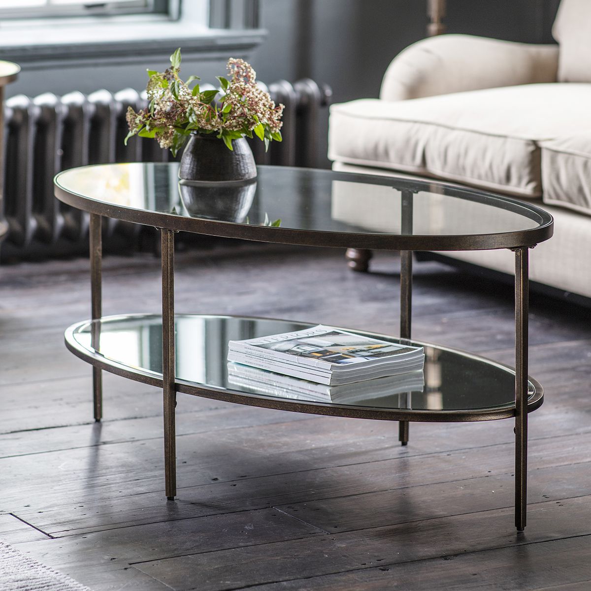 Adoi 112cm Oval Metal Coffee Table – Bronze | Knees.co (View 1 of 15)