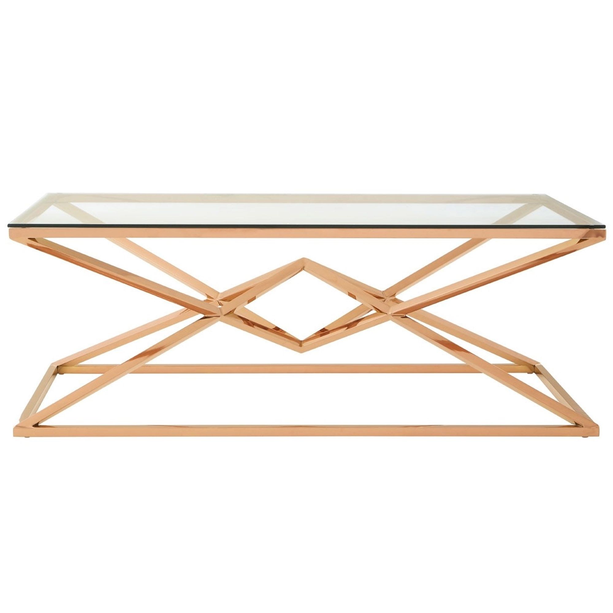 Allure Rose Gold Coffee Table | Contemporary Lounge Furniture With Rose Gold Coffee Tables (View 3 of 15)