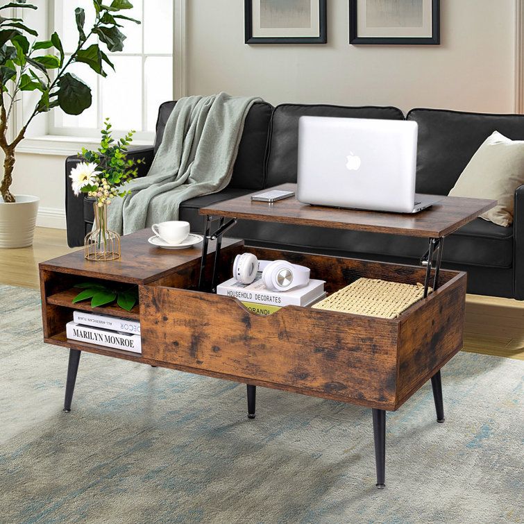 Ancheer Wood Lift Top Coffee Table With Hidden Compartment & Reviews |  Wayfair With Regard To Coffee Tables With Compartment (View 10 of 15)