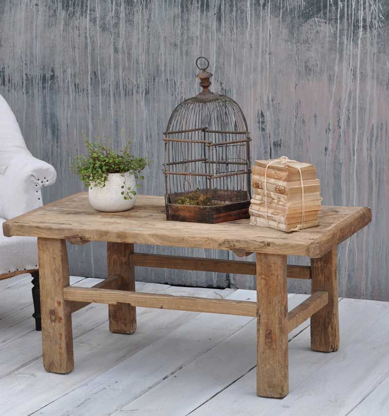Antique Rustic Rectangular Solid Elm Coffee Table For Reclaimed Vintage Coffee Tables (View 11 of 15)