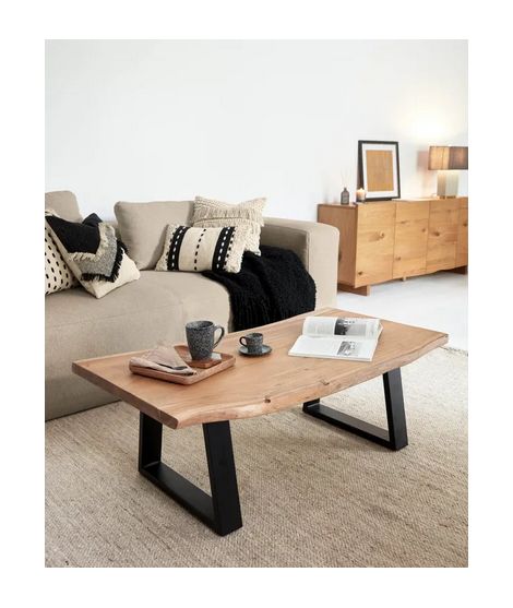 Aport Coffee Table In Solid Natural Acacia Wood And Black Metal Legs Home  Furnishing Design For Acacia Wood Coffee Tables (View 2 of 15)