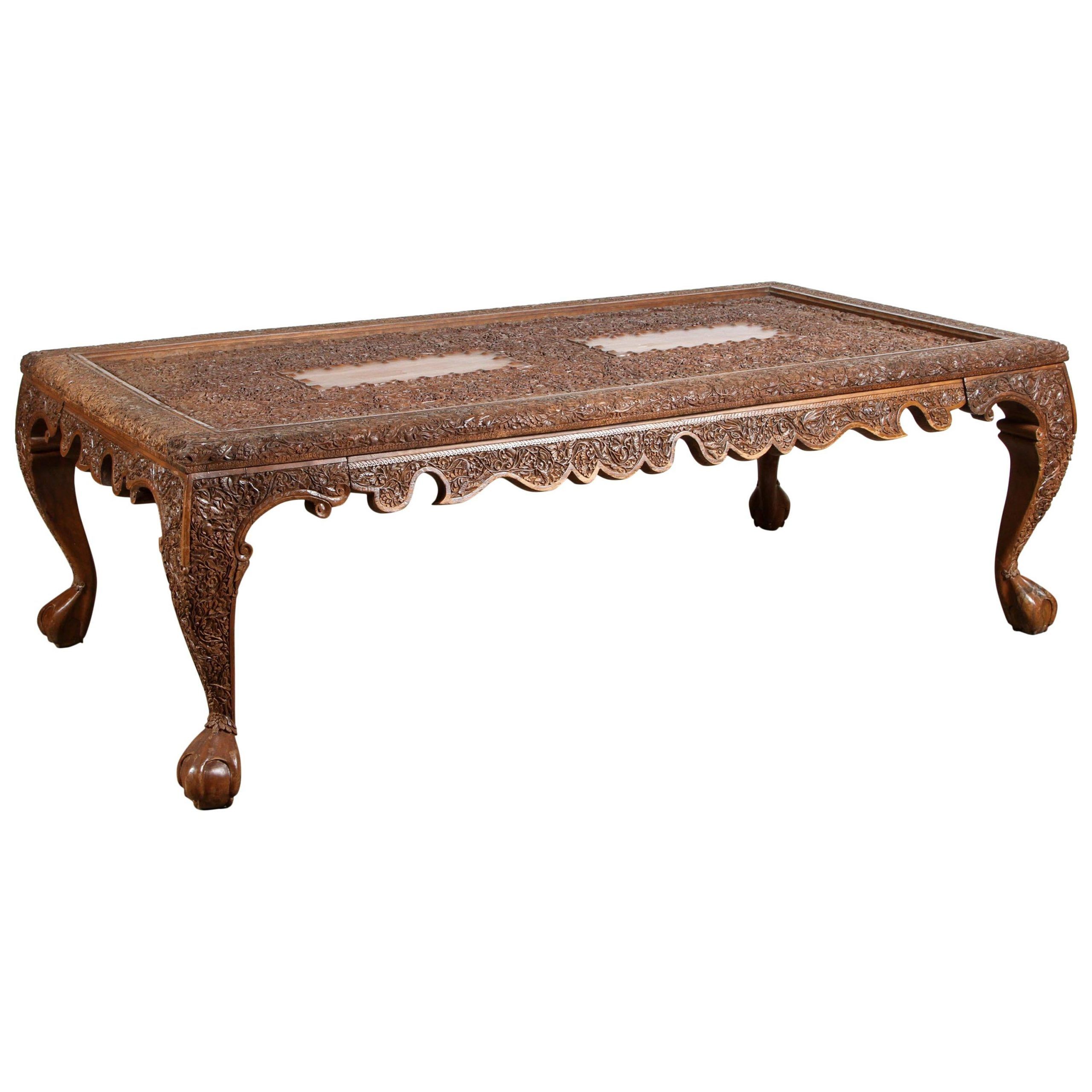 Asian Wood Hand Crafted Coffee Table For Sale At 1stdibs Regarding Wooden Hand Carved Coffee Tables (View 8 of 15)