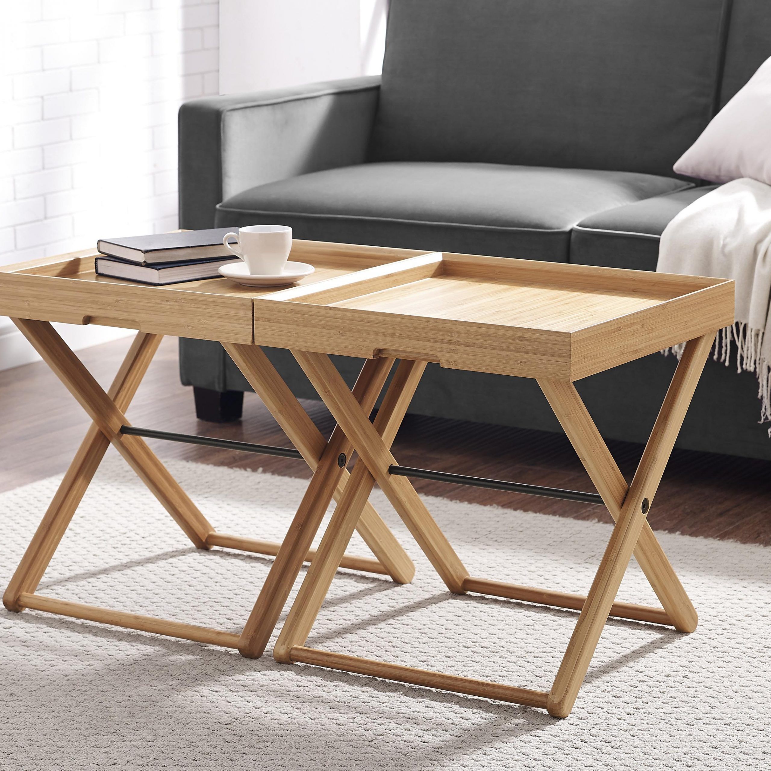 Bamboo Tray Table Caramelized Modern Telinegreenington (gt001ca) Pertaining To Caramalized Coffee Tables (View 11 of 15)