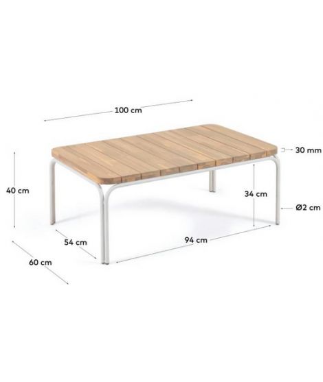 Batam 100x60 Cm Solid Acacia Wood Coffee Table With White Steel Legs Regarding Acacia Wood Coffee Tables (View 8 of 15)