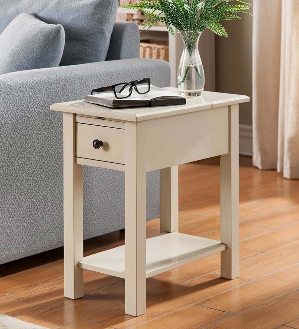 Benton Side Table With Charging Station – Black | Plowhearth In Coffee Tables With Charging Station (View 4 of 15)