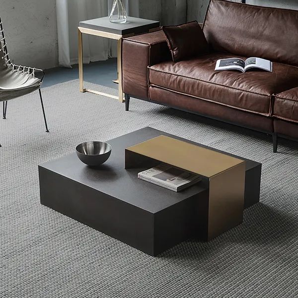Black Coffee Table In Mdf & Metal Rectangle Accent Table Homary Pertaining To Black Accent Coffee Tables (View 4 of 15)