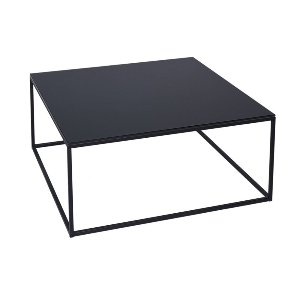 Black Glass And Black Metal Contemporary Square Coffee Table With Regard To Black Square Coffee Tables (View 13 of 15)