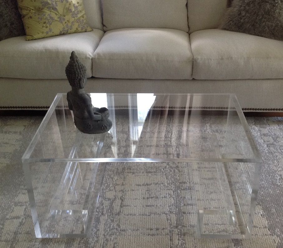 Buy Custom Acrylic Coffee Table With Greek Key Base, Made To Order From  Custom Acrylic/ Lucite Creationsmatthew James | Custommade Regarding Thick Acrylic Coffee Tables (View 3 of 15)