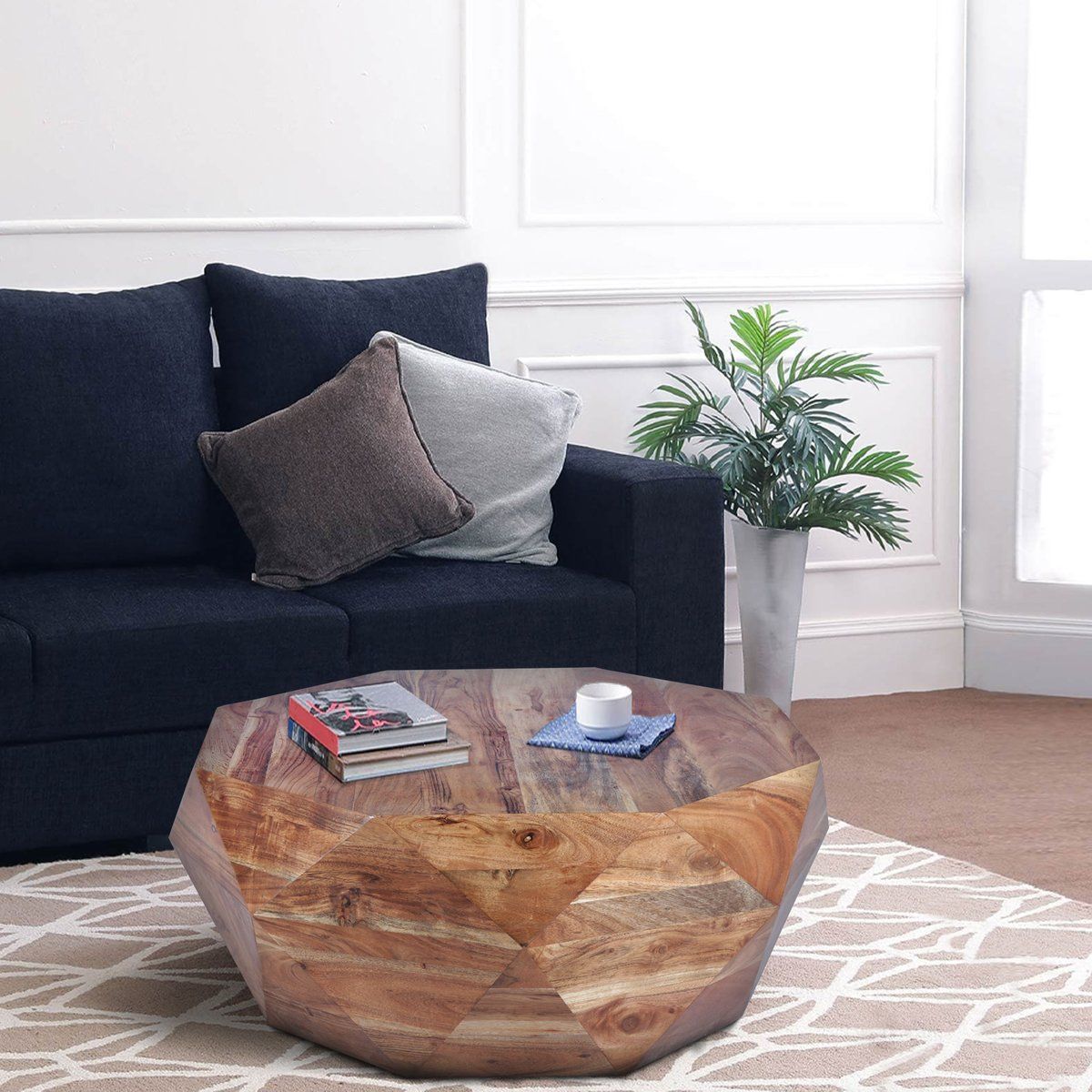 Buy Diamond Shape Acacia Wood Coffee Table With Smooth Top Online From  Panchayat Udsar Throughout Diamond Shape Coffee Tables (View 8 of 15)