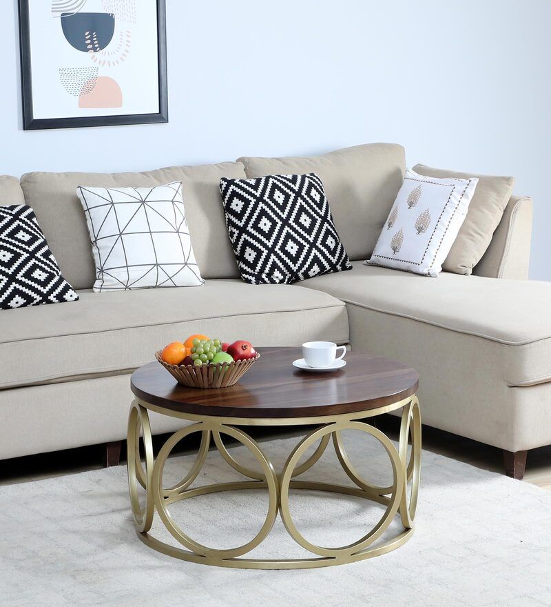 Buy Pannell Metal Coffee Table In Matte Gold Finishbohemiana Online –  Round Coffee Tables – Tables – Furniture – Pepperfry Product Regarding Matte Coffee Tables (View 11 of 15)
