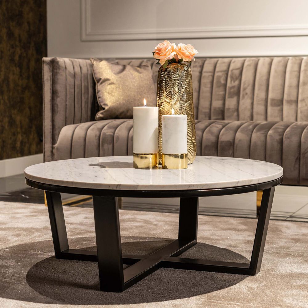 Carrara Marble Modern Round Coffee Table – Juliettes Interiors Regarding Modern Round Coffee Tables (View 15 of 15)