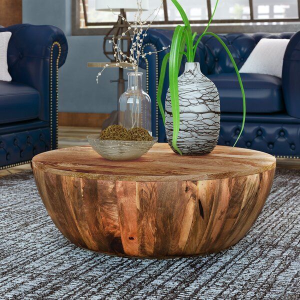Cassius Solid Wood Drum Coffee Table | Drum Coffee Table, Solid Coffee Table,  Coffee Table Wood With Drum Shaped Coffee Tables (View 7 of 15)