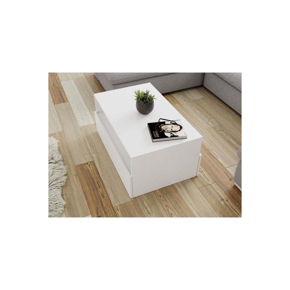 Coffee Table 2 Drawers 90 Cm Drek (white) – Amp Story 8929 Intended For 2 Drawer Coffee Tables (View 6 of 15)