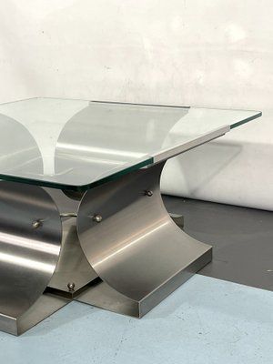 Coffee Table In Brushed Steelfrancois Monnet For Kappa, France, 1970s  For Sale At Pamono Inside Brushed Stainless Steel Coffee Tables (View 5 of 15)