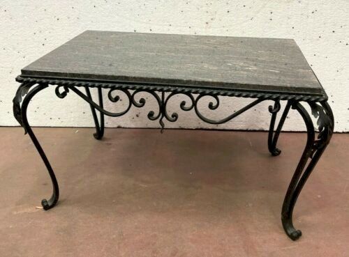 Coffee Table In Wrought Iron And Marble 20th Century Vintage Black Iron /marble With Regard To Iron Coffee Tables (View 7 of 15)
