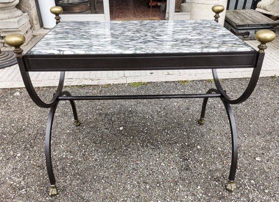 Coffee Table In Wrought Iron & Marble Top, Italy, 1980s En Vente Sur Pamono Intended For Iron Coffee Tables (View 2 of 15)