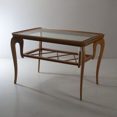 Coffee Table With Glass Top And Woven Woodpaolo Buffa, 1940s | Intondo For Glass Topped Coffee Tables (View 9 of 15)