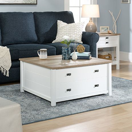 Cottage Road Storage Coffee Table Soft White (427314) – Sauder Regarding White Storage Coffee Tables (View 11 of 15)
