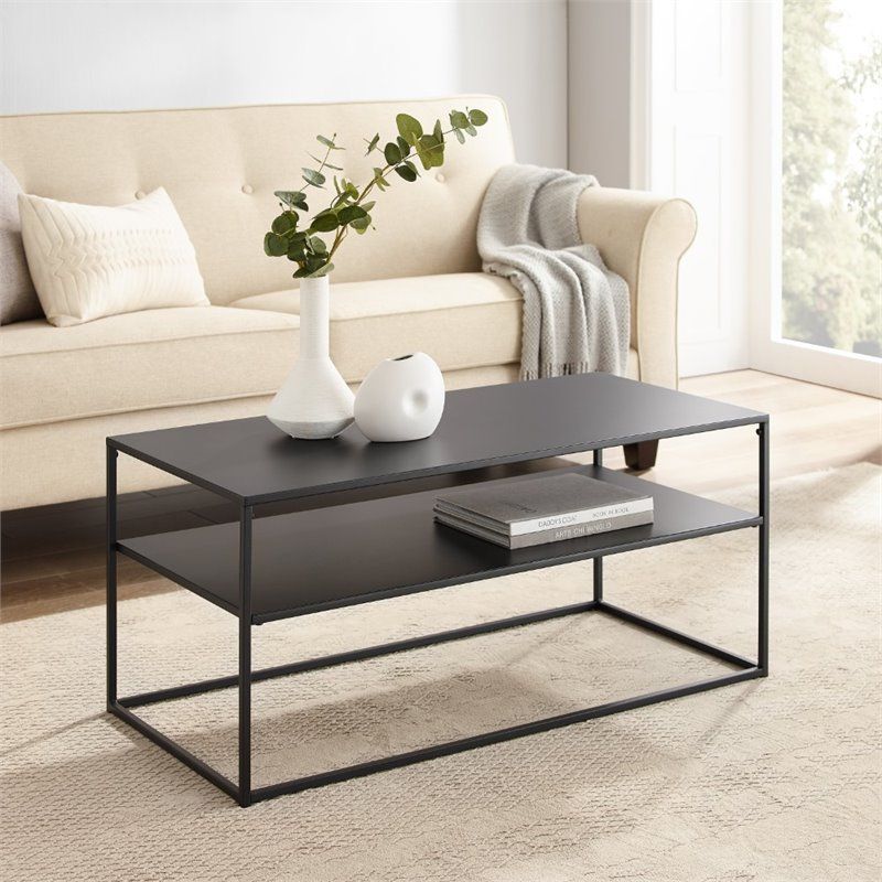 Crosley Braxton Modern Coffee Table In Matte Black |  Bushfurniturecollection Intended For Matte Coffee Tables (View 15 of 15)