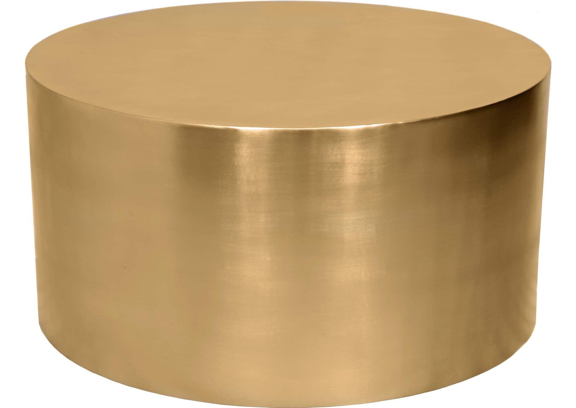 Cylinder Brushed Gold Coffee Table Best Buy Furniture And Mattress Regarding Satin Gold Coffee Tables (View 7 of 15)