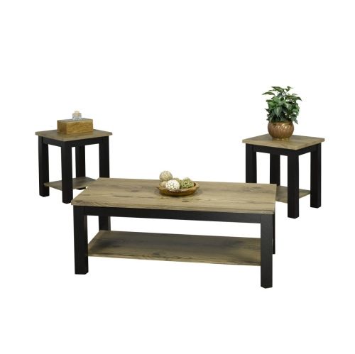 Distressed Oak Finish, Espresso Wood Legs Traditional Coffee Table Set   Storage Shelf In Each Pc Coffee Table, 2 End Tables | Best Buy Canada Within Oak Espresso Coffee Tables (View 10 of 15)