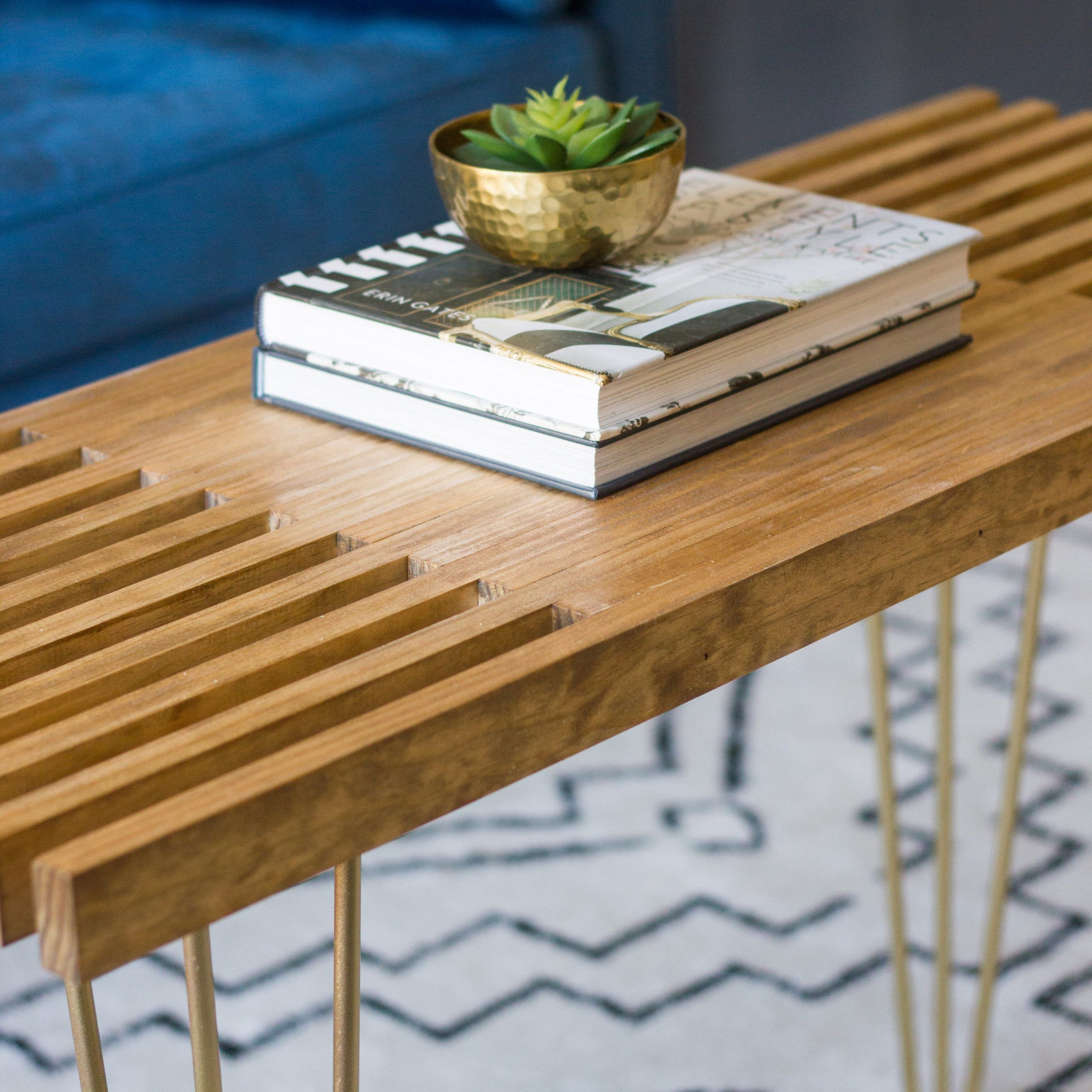 Diy Slatted Coffee Table With Hairpin Legs – Erin Spain For Slat Coffee Tables (View 2 of 15)