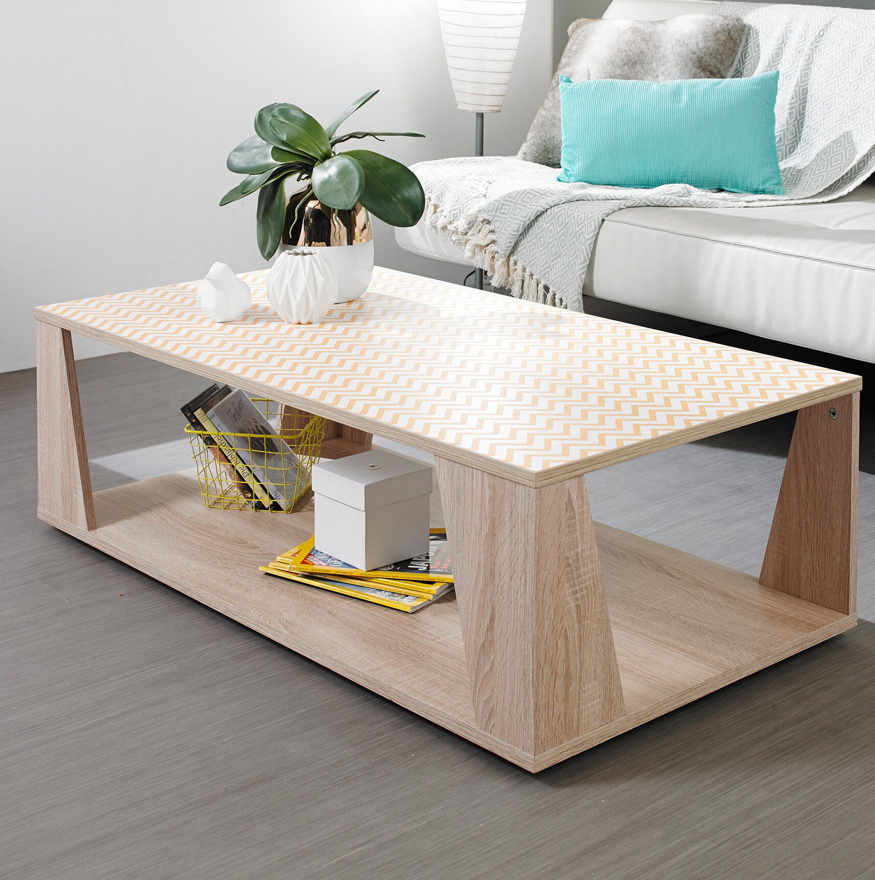 Ebern Designs Dolan Floor Shelf Coffee Table With Storage | Wayfair Inside Coffee Tables With Shelf (View 5 of 15)