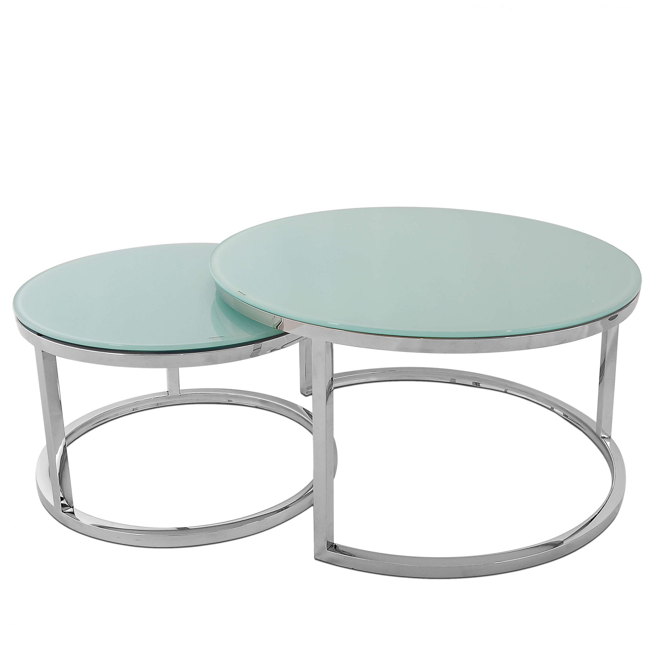 Eclipse A Set Of Two Stainless Steel Coffee Tables | Arte Dal Mondo In Tempered Glass Top Coffee Tables (View 12 of 15)