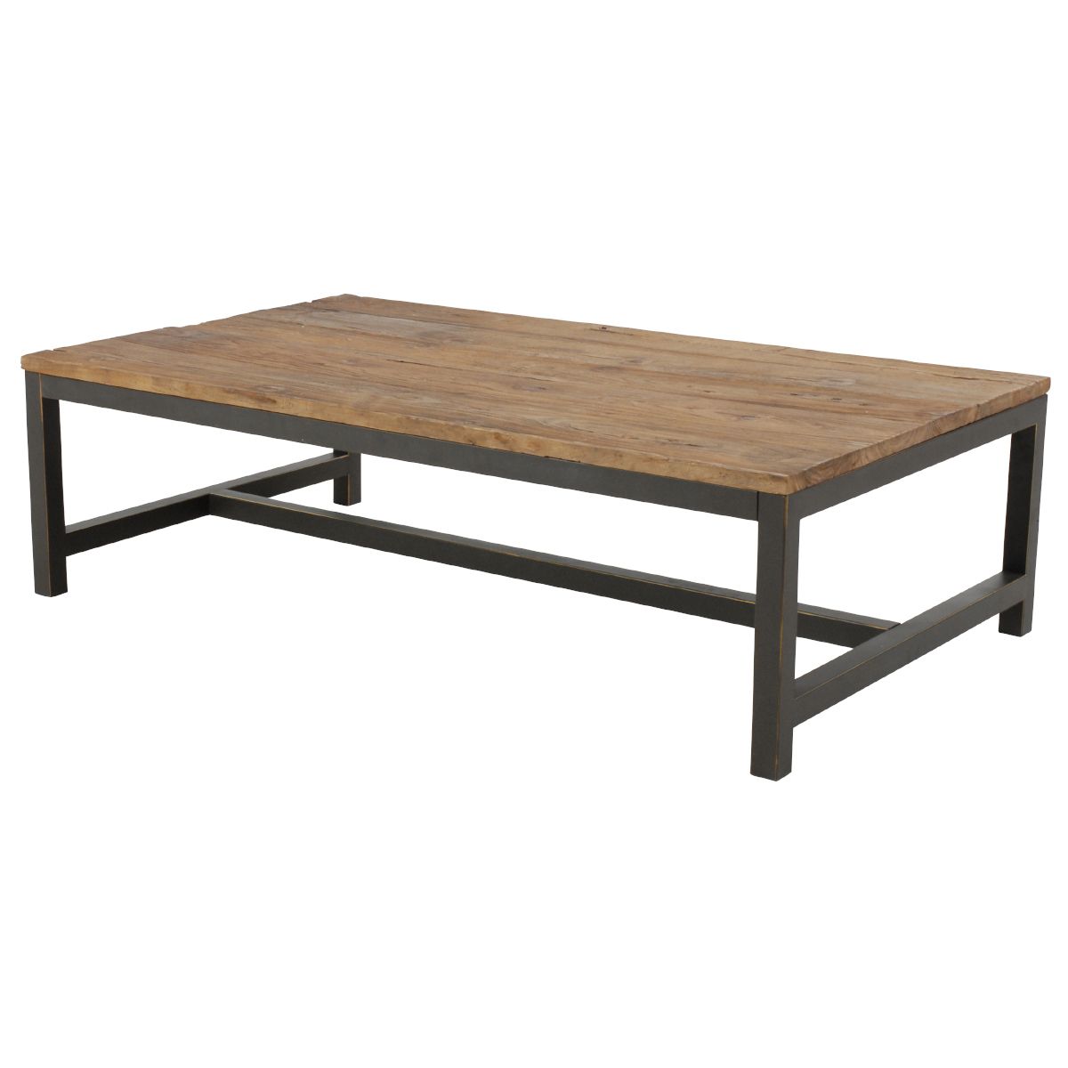 Elm Vintage Coffee Table Old Waxed Antique Metal Leg – Iddesign Throughout Old Elm Coffee Tables (View 14 of 15)